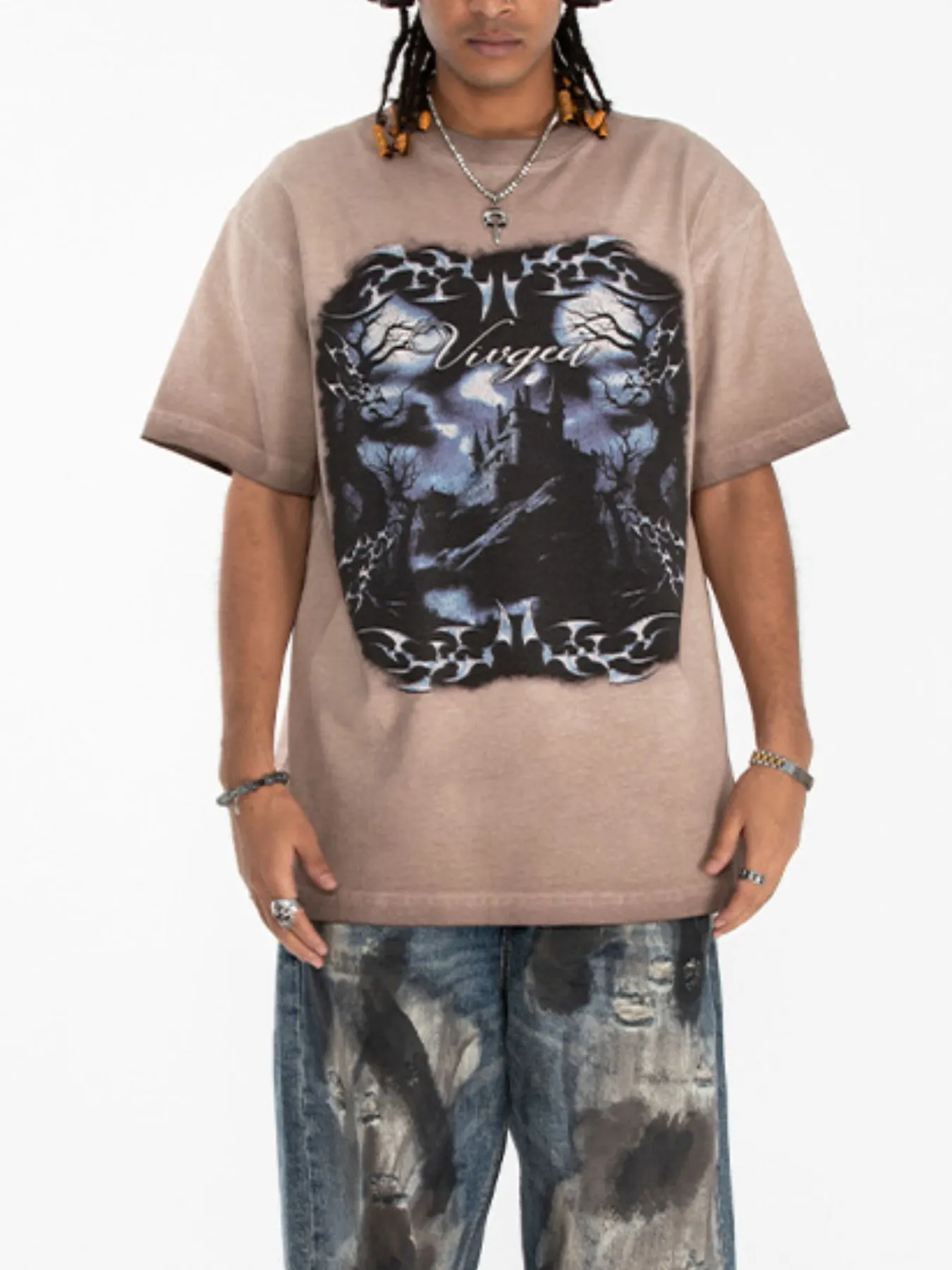 Men's Vintage Washed Graphic Oversized T-Shirt