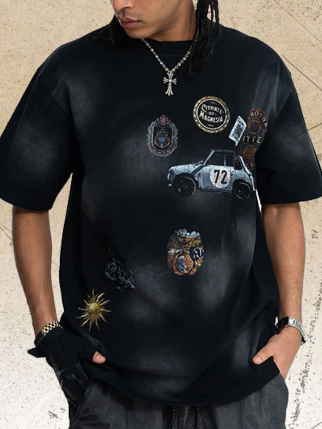 Men's Vintage Graphic Round Neck T-Shirt